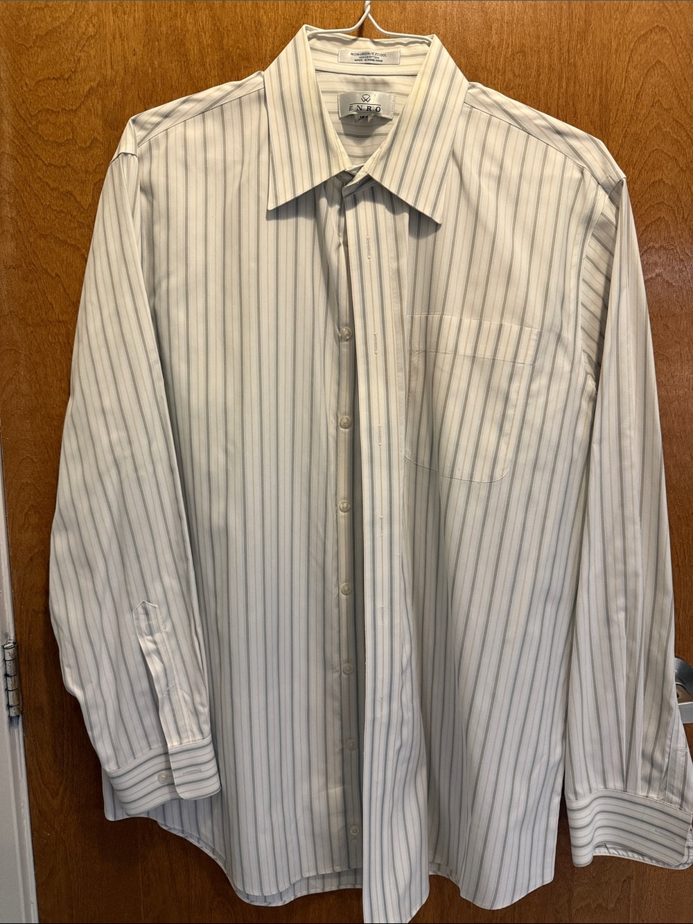 Stafford White Dress Shirt with Gray Pinstripes